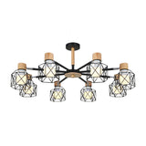 Nordic Iron Cage Semi-Flush Lamp With 3/6/8-Head Black/Green/Gold Pendant Lighting For Ceiling