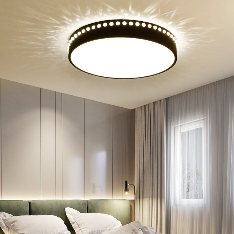 Modern Acrylic Flush Mount Drum Ceiling Light Fixture Led Black/White/Grey Warm/White