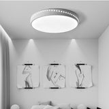 Modern Acrylic Flush Mount Drum Ceiling Light Fixture Led Black/White/Grey Warm/White 14/18/21.5 Dia