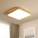 Contemporary Flush Mount Led Lamp - White/Gold Rectangular Ceiling Light Acrylic Shade Warm/White
