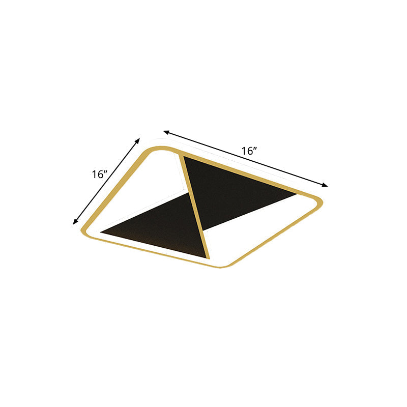 Square Flush Mount Metal Led Ceiling Light Fixture In Gold 16’/19.5’ Wide - Simplicity Combined