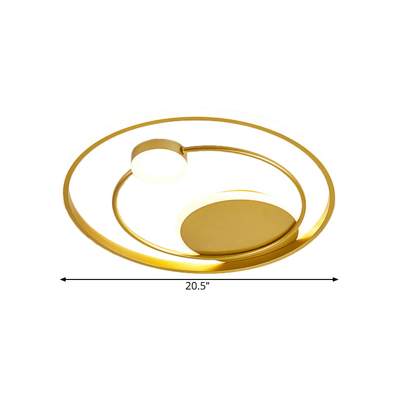 Gold Dual Ring Led Metallic Flush Mount Lighting 16.5/20.5 Wide - Simple & Elegant Ceiling Fixture