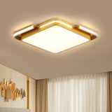 Modernist Led Gold Square Ceiling Fixture- Flush Mount Metal Lighting In Warm/White Light / Warm