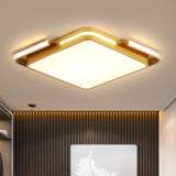 Modernist Led Gold Square Ceiling Fixture- Flush Mount Metal Lighting In Warm/White Light