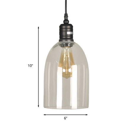 Industrial Black Clear Glass Pendant Ceiling Light - Sleek Jug Style Fixture With One Bulb