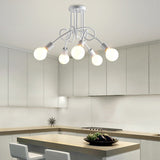 Retro Twist Arm Semi Flush Mount Ceiling Light - 3/5-Head Stylish Kitchen Lighting In Black/White 5