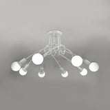 Retro Twist Arm Semi Flush Mount Ceiling Light - 3/5-Head Stylish Kitchen Lighting In Black/White 8
