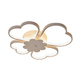 Simplicity Led Flower Ceiling Light In White/Brown - 19.5’/23.5’ Wide Warm/White/Natural