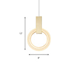 Gold Ring Pendant Light - Modern Acrylic Ceiling Fixture 1 8/12/16 Diameter