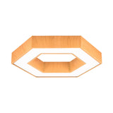 Modern Hexagon Wooden Led Flush Mount Ceiling Light In Beige - 16/23.5 Wide