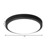 Contemporary Led Flush Mount Ceiling Light In Black With Acrylic Shade Warm/White 10.5-16 Diameter