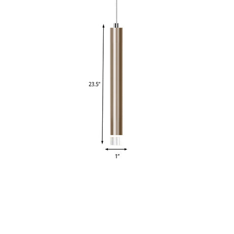 Lyla - Modern 12/19.5/23.5 H Slim Hanging Pendant Light Metal Black/Gold Led In Warm/White