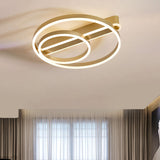 Modern Metal Gold/Coffee Flush Mount Light - 18/21.5 W 2-Hoop Led Ceiling Lamp Parlor Warm/White