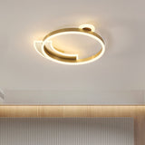 Gold Halo Ring Led Flushmount Ceiling Lamp - Modern Metal Dining Hall Lighting 18’/26’ Width