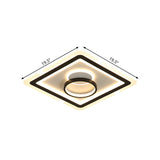 Sleek Black Square Flush Led Ceiling Light Fixture Ideal For Dining Room 16’/19.5’ Wide