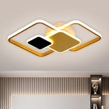 Modern Metallic Black/Gold Led Flush Mount Ceiling Light In Warm/White 22/32.5 Wide Gold / 22 White