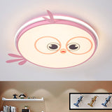 Modern Led Flush Ceiling Light For Kids Room With Colorful Chick Face Design