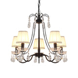 Contemporary Cone Hanging Chandelier With Crystal Droplets - Black Finish For Restaurant Down