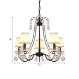Contemporary Cone Hanging Chandelier With Crystal Droplets - Black Finish For Restaurant Down