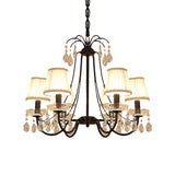 Contemporary Cone Hanging Chandelier With Crystal Droplets - Black Finish For Restaurant Down