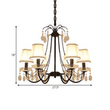 Contemporary Cone Hanging Chandelier With Crystal Droplets - Black Finish For Restaurant Down