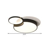 Nordic 2-Round Flush Lamp Led Ceiling Fixture In Black With Warm/White Light 19/23.5 Width