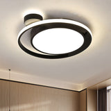 Modernist Drum Ring Ceiling Flush Mount Lighting In Black/White With Led 18/21.5 Width - Warm/White
