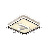 Minimalist Black Square Panel Flush Led Ceiling Lamp - 19.5/23.5 Wide Warm/White Light