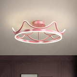 Kids Led Flush Mount Ceiling Lamp With Pink/Gold Metal Crown - Close To Lighting