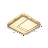 Modern Led Parlor Flushmount Ceiling Fixture With Square Crystal Shade - Chrome Finish In Warm/White