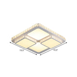 16/19.5 Minimalist Crystal Block Led Ceiling Lamp In Warm/White Light