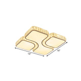 Modern Led Flush Lamp Chrome Square Ceiling Fixture- 16/19.5 With Crystal Rectangle Shade In