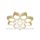 Contemporary White Led Lotus Ceiling Fixture - Metallic Flush Mount Light 21.5/29.5 Width
