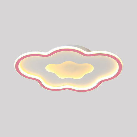Cloud Kids Bedroom Led Cartoon Flush Mount Lighting Fixture In Pink/Blue