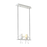 Cartoon Metal Chandelier Lamp - Swing Kid 1/2 Heads Black/White Finish Bedroom Hanging Light Fixture