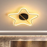 Modernist Led Gold Star Acrylic Flush Mount Ceiling Light With Line Design