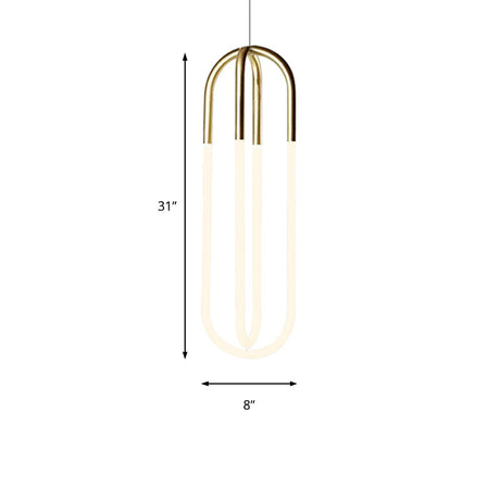 Maria - Oval Acrylic Drop Pendant Gold Hanging Ceiling Light