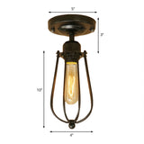Industrial Loft Black Metallic Mini Cage Semi Flush Light Fixture - 1 Close To Ceiling