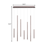 Martina - Brown/Gold Slim Pendant Lighting: Modern 7 Lights Metal Hanging Light