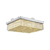 Modern Crystal Led Ceiling Mount Light For Bedroom - 31.5/37.5 Wide Rectangular Design In Clear
