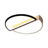 Modern Metal Led Semicircle Flush Lamp: Black/White Ceiling Mounted Fixture With Acrylic Diffuser In