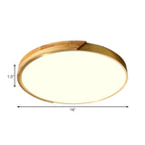 Sleek Drum Ceiling Light With Led Wood Flush Mount White/Warm 12/16 Width