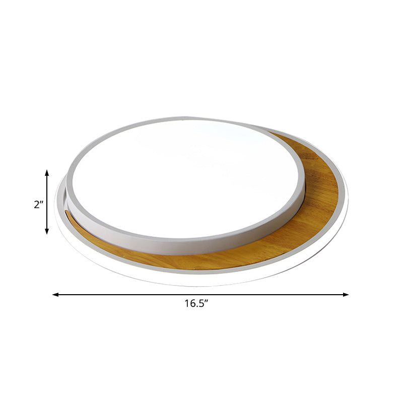 Contemporary Black/White Led Circle Flush Mount Ceiling Light Metal Fixture In White/Warm 16.5/20.5