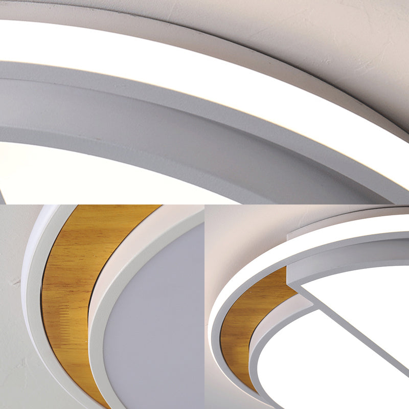 Modern Led Flush Mount Light In Black/White With White/Warm Glow 16.5/20.5 Wide
