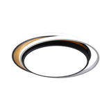 Modern Metal Led Flush Mount Ceiling Light In Black/White - White/Warm 19/23 Wide