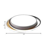 Modern Metal Led Flush Mount Ceiling Light In Black/White - White/Warm 19/23 Wide
