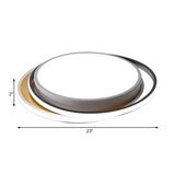 Modern Metal Led Flush Mount Ceiling Light In Black/White - White/Warm 19/23 Wide