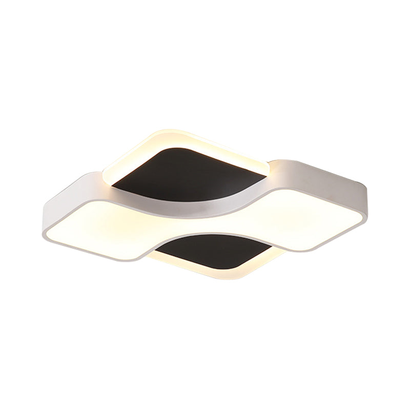 Geometric Metal Led Flush Ceiling Light Fixture In White/Warm 16.5/19.5/23.5 Wide
