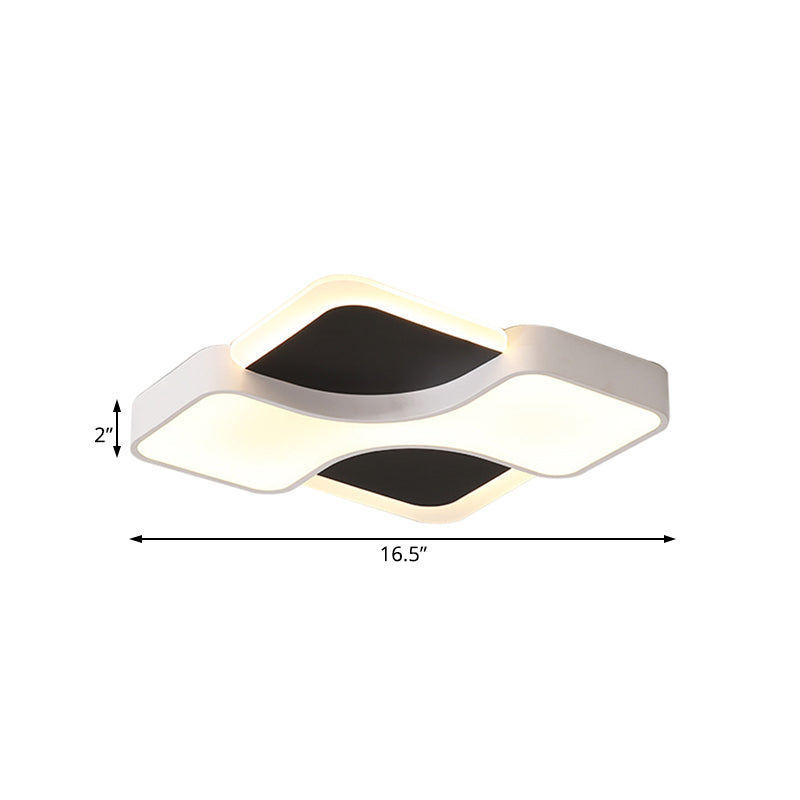 Geometric Metal Led Flush Ceiling Light Fixture In White/Warm 16.5/19.5/23.5 Wide