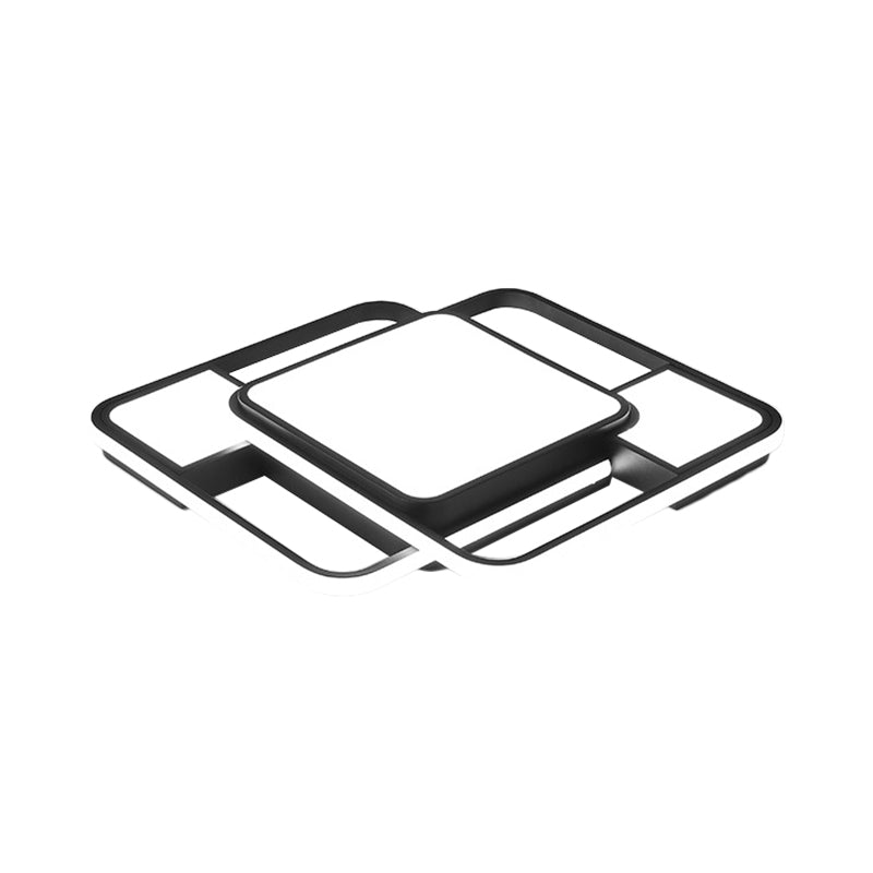Modern Led Metal Flush Mount Ceiling Light With Frosted White Diffuser - White/Warm 16.5/20.5 Wide